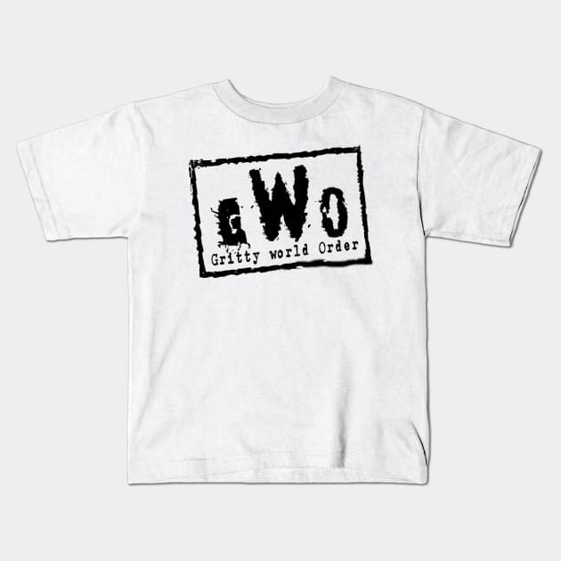 Gritty World Order (Black Design) Kids T-Shirt by Gritty Urban Saga